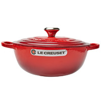 LE CREUSET 酷彩 法国酷彩Le Creuset纯铸铁双耳煲汤煮汤锅大海鲜锅26cm 樱桃红 电磁炉