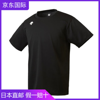 DESCENTE 迪桑特 男女同款运动短袖T恤 夏季透气休闲 圆领POLO衫吸汗 DMC5801B BLK O(180/100）