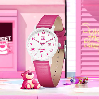 迪士尼草莓熊女手表时尚可爱简约夜光防水儿童小学初中考试用表