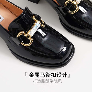 史蒂夫·马登 STEVE MADDEN/思美登秋季圆头粗方跟钻饰乐福鞋女APRIOORI 黑色 40