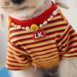 MOEPIE雪耐瑞衣服狗狗衣服小型犬泰迪比熊马尔济斯2024春夏条纹T恤 橘色（不含配饰） XL（12-18斤）
