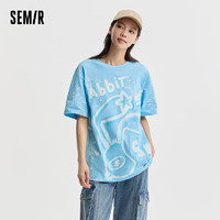 Semir 森马 短袖T恤女中长设计感2023新款oversize印花夏装