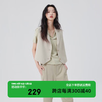 艾莱依（ERAL）短袖西装马甲夏季2024休闲时尚职业洋气气质女神工作服 豆沙绿 170/92A