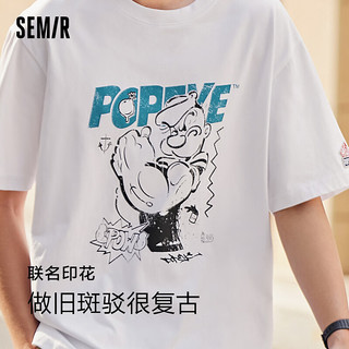 森马（Semir）大力水手短袖T恤男2024夏季凉感抑菌印花上衣 漂白10007 175/92A/L