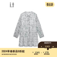 b+ab it 女装长袖连衣裙2024夏季浪漫优雅飘逸微透短裙124ASM IVB/白色 XS