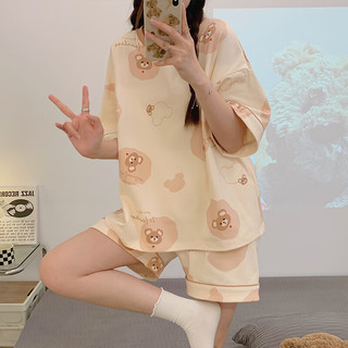 婧麒月子服春夏薄款短袖家居服睡衣外穿夏季宽松产妇套装怀孕期 熊猫饼干-Jyz117362 L