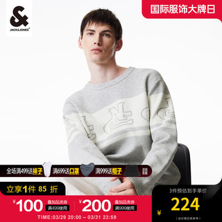 杰克琼斯 杰克·琼斯（JACK&JONES）春季新款男士针织衫毛衣打底衫上衣衣服百搭字母刺绣内搭男装 浅花灰GH1 180/100A/L