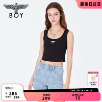 BOY LONDON24夏女士黑色针织背心修身百搭时尚短款背心W02001 黑色 XS