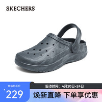 斯凯奇（Skechers）【刘宇同款】晕染泡泡鞋男士迷彩洞洞鞋沙滩鞋透气包头凉鞋243247 炭灰色/CHAR 42