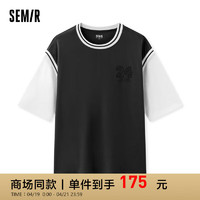 森马（Semir）短袖T恤男2024夏假两件上衣oversize运动球服 灰白色调00321 160/80A/XS