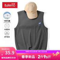 班尼路美式背心男款夏季纯棉无袖打底衫潮牌痞帅训练坎肩舒适汗衫男 【纯棉】-中灰#MB剪纸鸟 L【100%纯棉 亲肤透气】