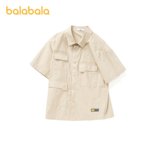 巴拉巴拉 童装男童衬衫短袖夏装儿童港风纯棉工装上衣