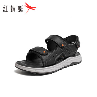 红蜻蜓男凉鞋2024夏季魔术贴运动休闲运动户外沙滩鞋 WTT24034黑色38