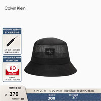 Calvin Klein Jeans男女同款简约贴片网面拼接调节抽绳户外渔夫帽K510466 BDS-太空黑 OS