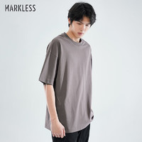 Markless 短袖男春夏纯棉纯色T恤多色宽松纯色上衣TXB4647M 咖紫色 XL
