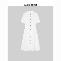 百亿补贴：BASICHOUSE 百家好 Basic House/百家好气质通勤连衣裙2024夏季新款皮带收腰立领裙子