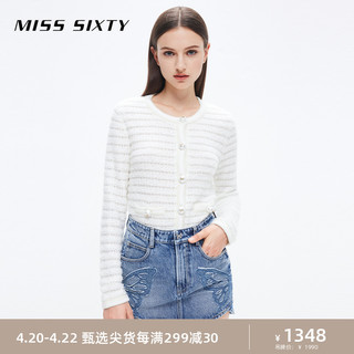 MISS SIXTY 2023秋季新款毛织外套女羊毛混纺亮片珍珠气质小香风