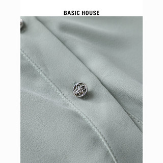 Basic House/百家好休闲短袖衬衫2024女小众设计感上衣衬衣女
