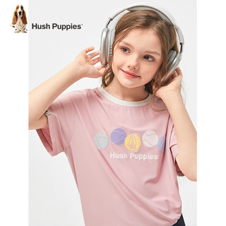 暇步士（Hush Puppies）童装儿童2024夏季男女童防晒T恤轻薄青春时尚短袖 豆沙粉 105cm
