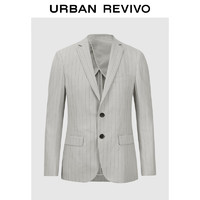 URBAN REVIVO UR2024夏季男装绅士商务通勤条纹设计西装外套UMU140024 浅灰 XS