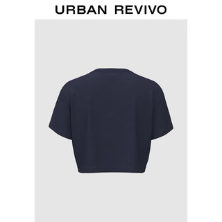 URBAN REVIVO 女装潮流街头风做旧字母印花T恤衫 UWV440149 藏青 XS