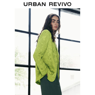 URBAN REVIVO UR2024夏季女薄荷曼波提花肌理质感双口袋西装UWH140021 草绿 M