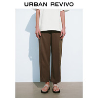 URBAN REVIVO 女士复古休闲通勤显瘦宽腿裤 UWH640023 深棕色 XXS
