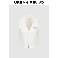 URBAN REVIVO 女士潮流休闲撞色字母短款修身T恤衫 UWV440145 米白 XS