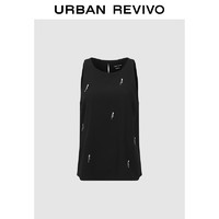 URBAN REVIVO 女士魅力设计感钉珠无袖罩衫衬衫 UWG240108 正黑 XS