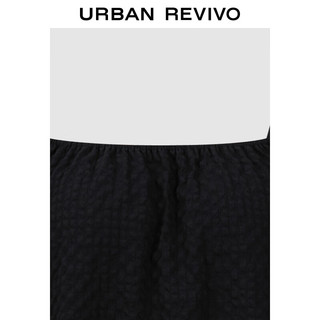 URBAN REVIVO 女士时髦气质肌理感露肩显瘦连衣裙 UWU740065 正黑 XS