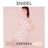 SNIDEL 2024春夏新品甜美优雅印花小飞袖收腰百褶连衣裙SWFO241060