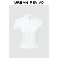 URBAN REVIVO 女士立领修身拉链开襟衬衫 UWJ240020 本白 XS