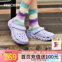 斯凯奇（Skechers）女鞋洞洞鞋夏季透气软弹凉鞋沙滩轻质休闲鞋子运动拖鞋女111561 薰衣草色/LAV 37