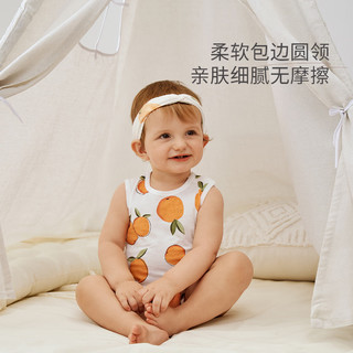 aqpa夏季婴儿背心包屁衣宝宝无袖吊带纯棉儿童外穿连体衣 苹苹安安 90cm