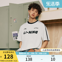 LI-NING 李宁 短袖男女同款夏季圆领体恤美式复古宽松休闲上衣纯棉运动T恤