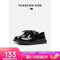 YEARCON 意尔康 女童皮鞋公主鞋春秋儿童演出鞋软底蝴蝶结学生小皮鞋067黑色37