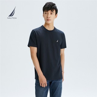 NAUTICA 诺帝卡 男装夏季新款全棉短袖圆领T恤男 藏青4NV（VE1199） S