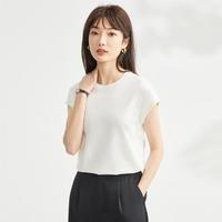 GIORDANO 佐丹奴 纯棉T恤女春夏针织纯色小高圆领连片短袖T恤女款