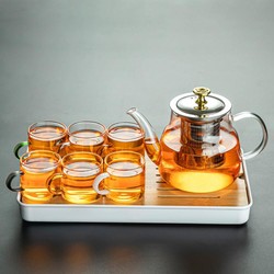 瓷牌茗茶具 玻璃茶壶不锈钢过滤内胆泡茶壶茶具套装家用花茶壶耐高温单壶泡茶