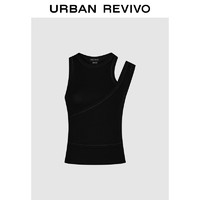 URBAN REVIVO 女士假两件设计感修身背心 UWJ440046 正黑 XS