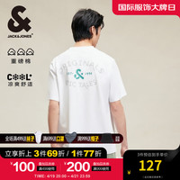 杰克·琼斯（JACK&JONES）字母动物印花短袖T恤休闲凉感宽松时尚潮流男224201105 A06本白色 常规 A06本白色 190/108A/XXL