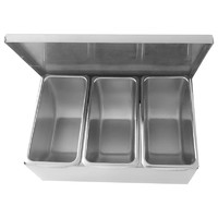 信基高格 三格西点调味盒 不锈钢调料盒厨房收纳配料盒厨房配菜商用格子