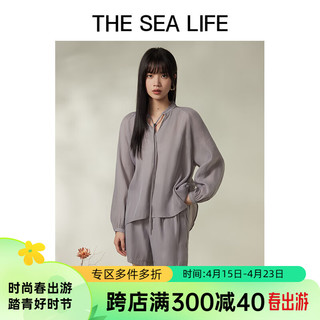 THE SEA LIFE欧海一生 廓形衬衫女24春夏轻薄顺滑莱赛尔上衣E11502 苜蓿灰 S