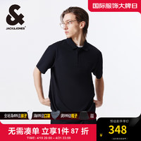 杰克·琼斯（JACK&JONES）夏季达芬奇联名休闲简约风百搭宽松翻领polo衫男装224206051 黑色PURE BLACK 常规 175/96A/M