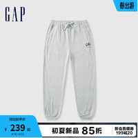 Gap男装2024夏季logo抽绳松紧腰束口休闲裤长裤465818 灰色 170/80A(M) 亚洲尺码