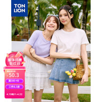 唐狮 TONLION女圆领竹节棉净色短袖T恤TB 本白 S
