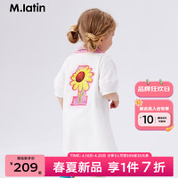 M.Latin/马拉丁童装儿童连衣裙24夏装女小童印花木耳边polo裙 半漂白 100cm