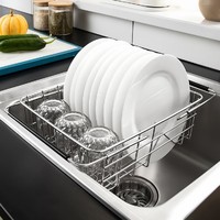 MAXCOOK 美厨 304不锈钢创意伸缩沥水架碗碟架厨房置物架蔬菜水果收纳架