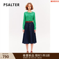 PSALTER 诗篇 线上专选2024春简约圆领学院风刺绣羊毛开衫毛针织衫 鲜绿 36