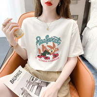 SHILIAO 诗莉奥 女装短袖T恤夏季纯棉白色上衣 纯棉活泼兔子 M（85-100斤）